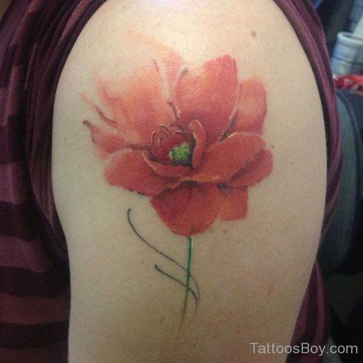 Poppy Flower Tattoo On Shoulder
