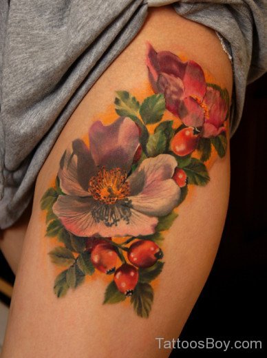 Flower Tattoo On Thigh