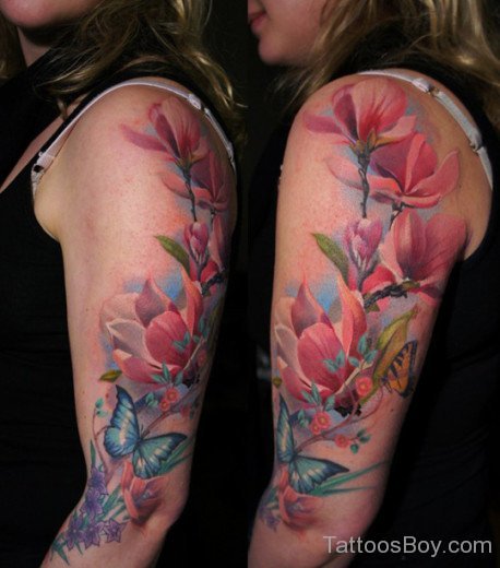 Flower Tattoo On Shoulder
