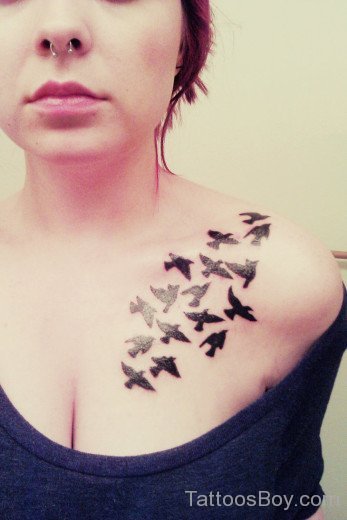 Flying Birds Tattoo On Chest