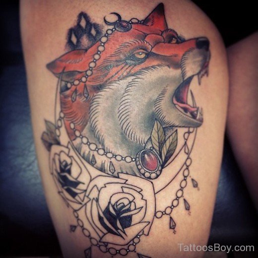 Fox Tattoo On Thigh