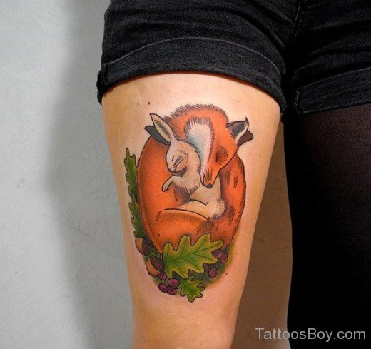 Fox Tattoo On Thigh
