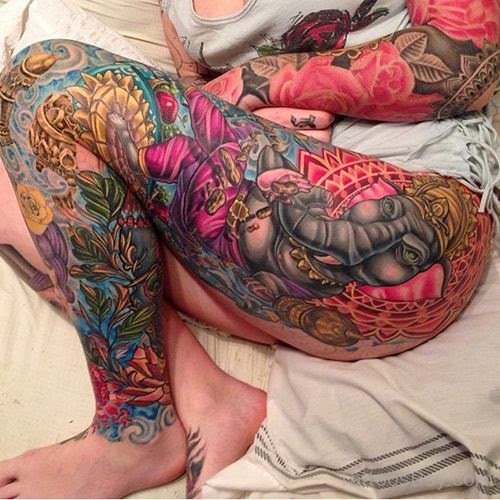Ganesha Tattoo On Thigh