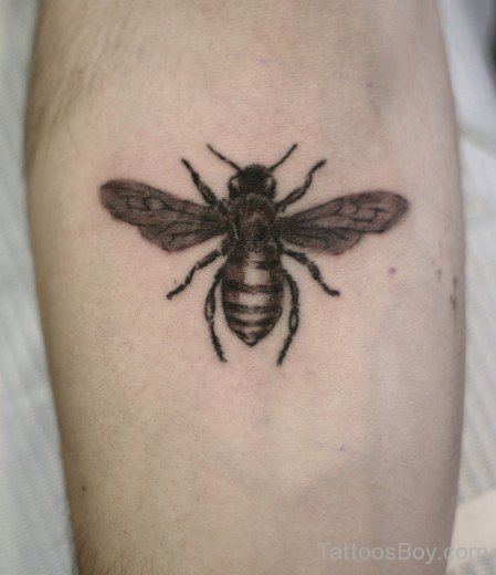Grey Inked Bee Tattoo 