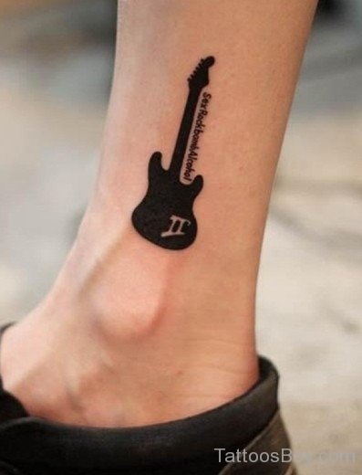 Guitar Tattoo Design On Ankle