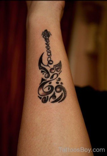 Guitar Tattoo Design On Wrist