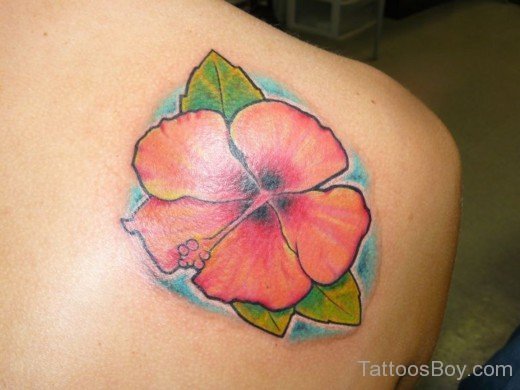 Hawaiian Flower Tattoo Design On Back