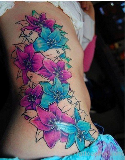 Hawaiian Flower Tattoo On Rib-TD147