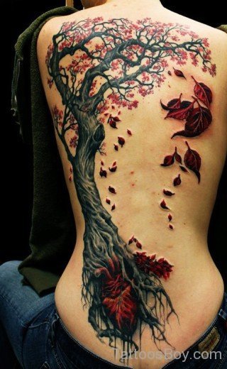 Heart Tree Tattoo On Back