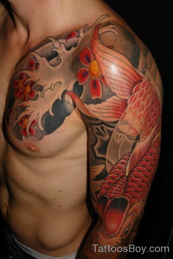 Koi Fish Tattoo On Half Sleeve-TD154