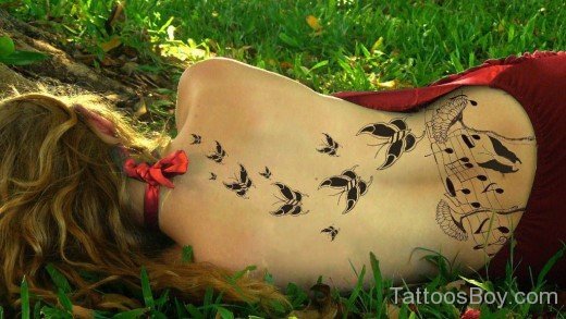 Leaves Tattoo Design On Back-TD156
