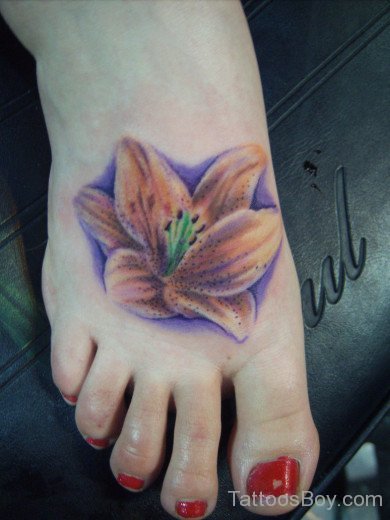 Lily Flower Tattoo On Foot-TD159