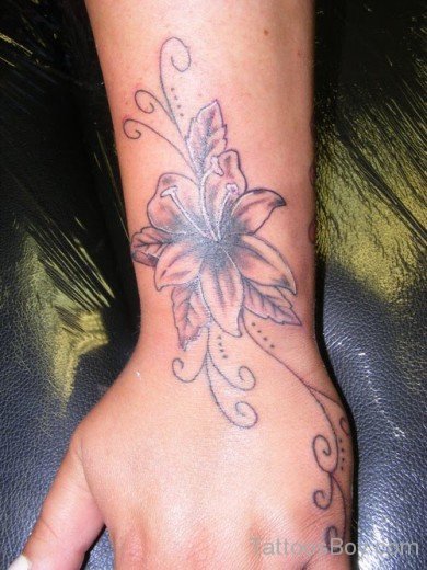 Lily Flower Tattoo On Hand