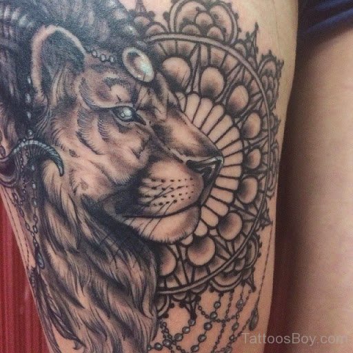 Lion Tattoo On Thigh