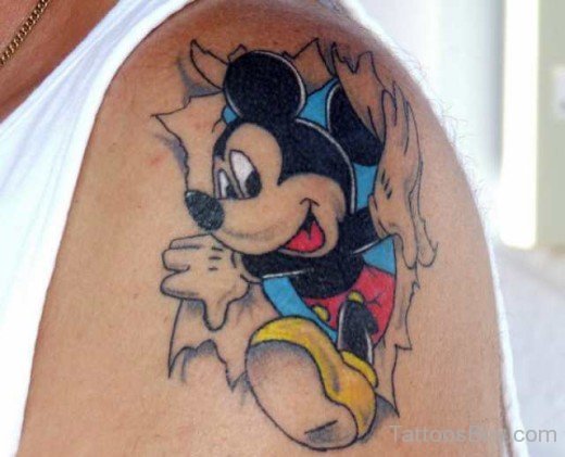 Mickey Mouse Tattoo On Shoulder-TD1134