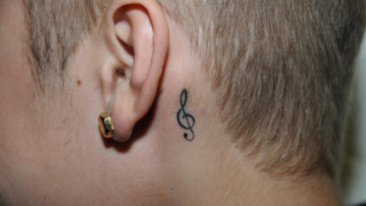 Music Notes Tattoo On Behind Ear-TD136