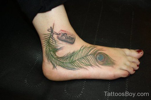 Feather Tattoo On Foot