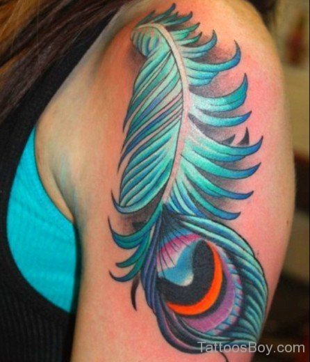 Peacock Feather Tattoo Design On Shoulder-TD149