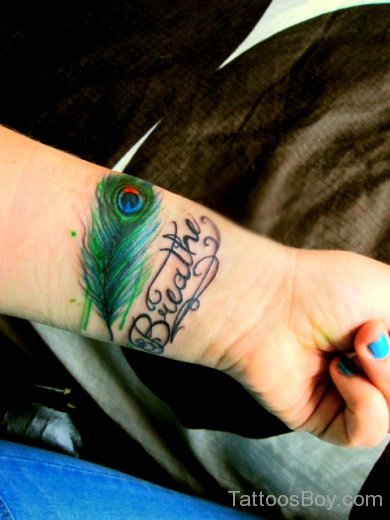 Peacock Feather Tattoo On Wrist-TD150