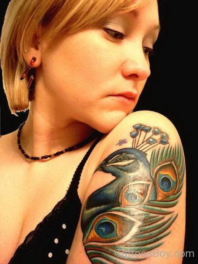 Peacock Tattoo On Shoulder