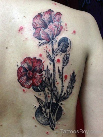 Poppy Flower Tattoo On Back