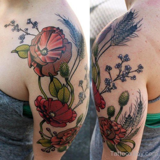 Poppy  Flower Tattoo On Shoulder-TD121