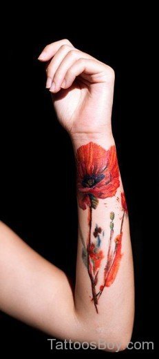 Poppy Flower Tattoo On Wrist-TD130
