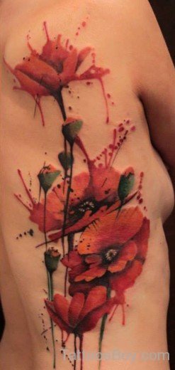 Poppy Tattoo Design On Rib-TD134