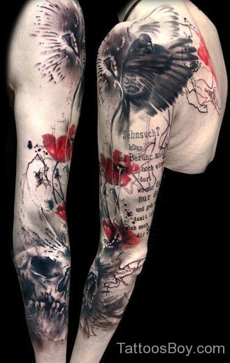 Poppy Tattoo On Full Sleeve-TD140