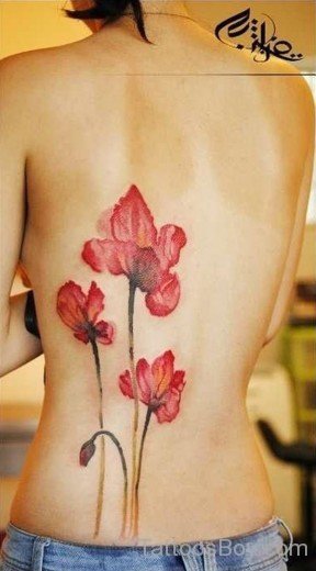 Poppy Tattoo On Lower Back-TD141