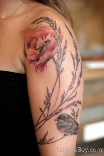 Poppy Tattoo On Shoulder