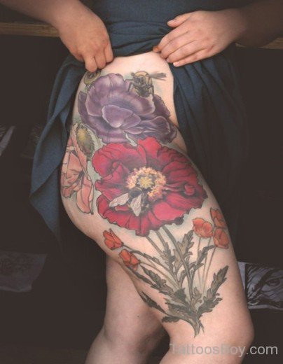 Flower Tattoo On Thigh