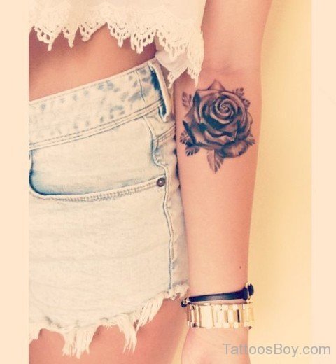 Pretty Rose Tattoo On Arm-TD117