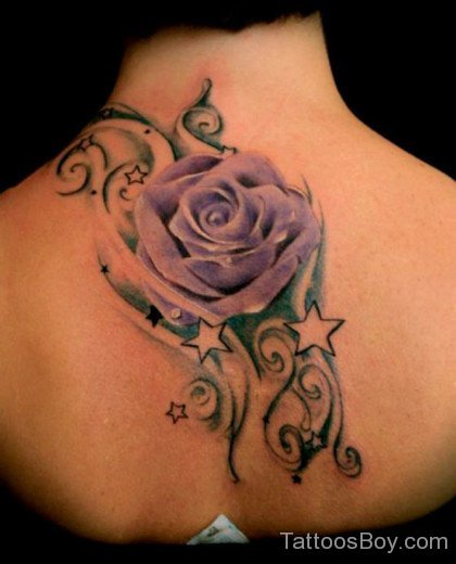 Purple Rose Tattoo Design On back-TD118