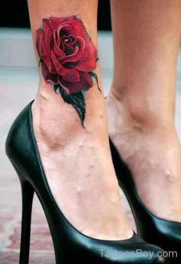 Rose Tattoo On Ankle