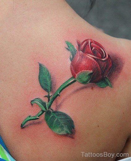 Red Rose Tattoo On Back