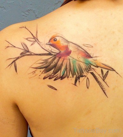 Robin Bird Tattoo Design On Back 