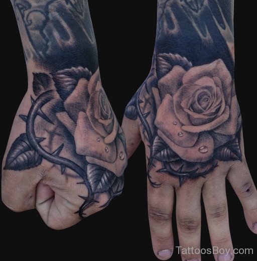 Rose Flower Tattoo Design On Hand-TD127