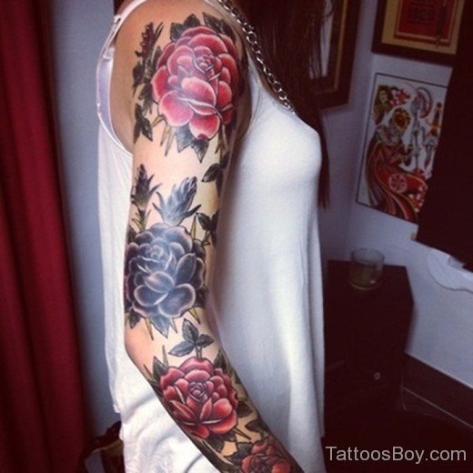 Rose Tattoo On Full Sleeve-TD176