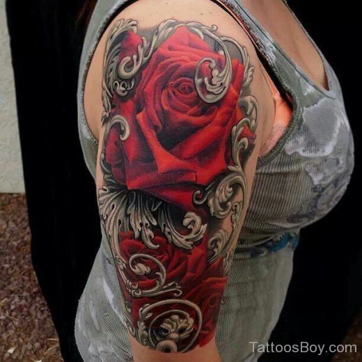 Rose Tattoo On Half Sleeve-TD138