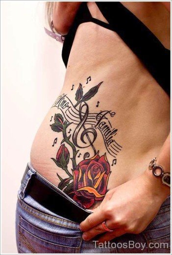 Rose Tattoo On Waist