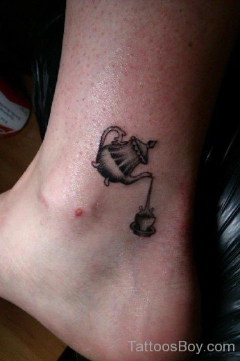 Tea Kettle Tattoo On Ankle