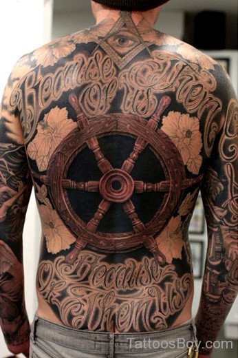 Wheel Tattoo On Full Back-TD1179