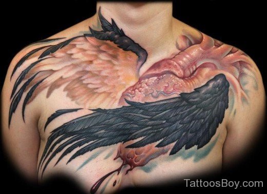 Wings Tattoo On Chest
