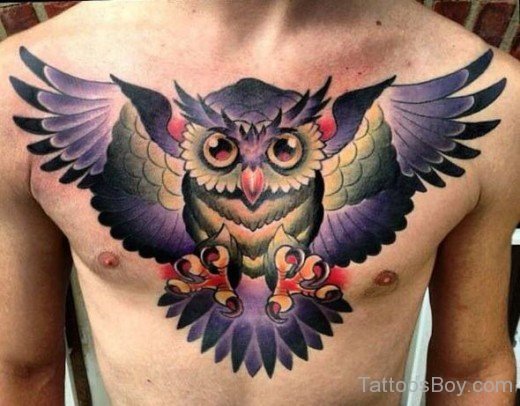  Owl Tattoo Design On Chest