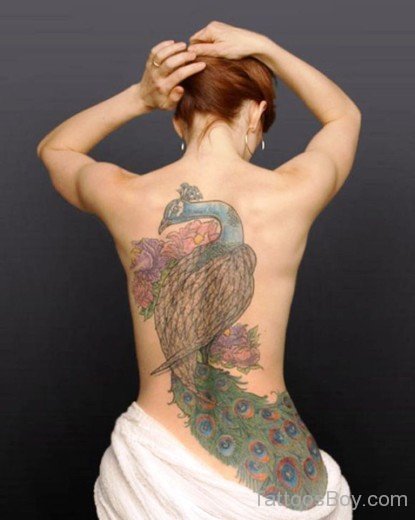 Peacock Tattoo On Back