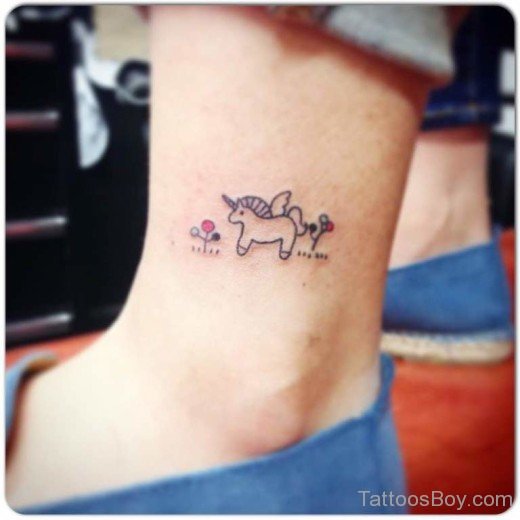Unicorn Tattoo On Ankle 