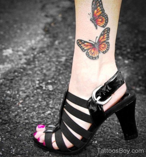Butterfly Tattoo Design On Ankle 