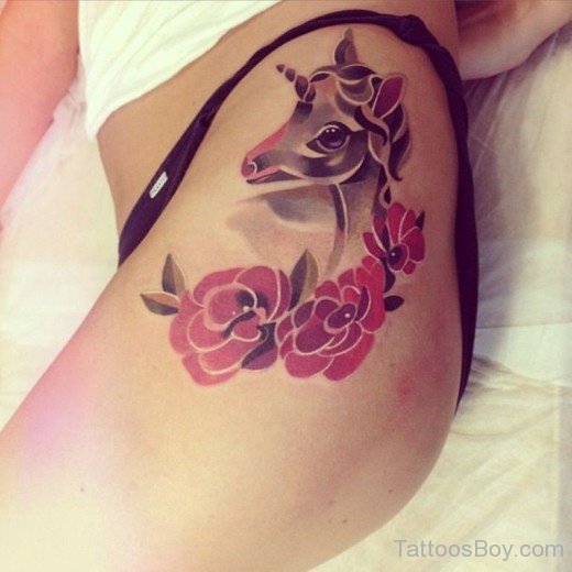  Unicorn Tattoo On Thigh 