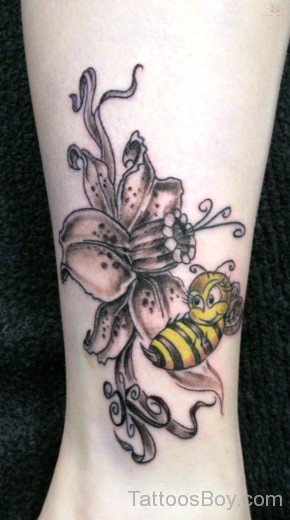 Bee And Flower Tattoo